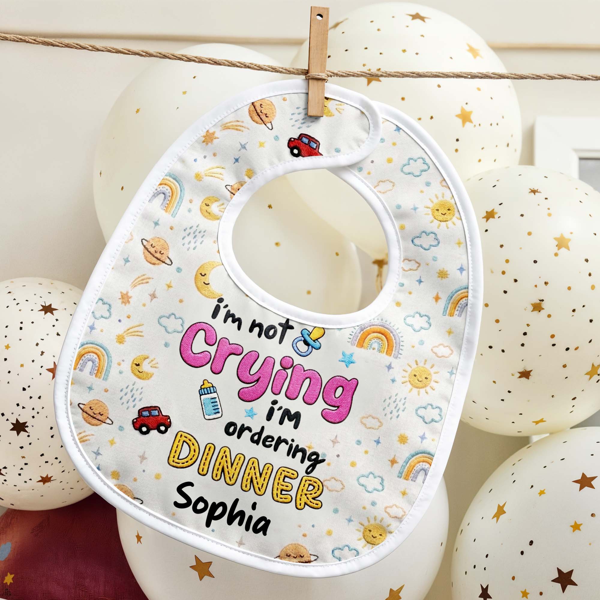 Personalized Funny Baby Bib Custom Name Rainbow Design Gift Baby Bib GradoCreations