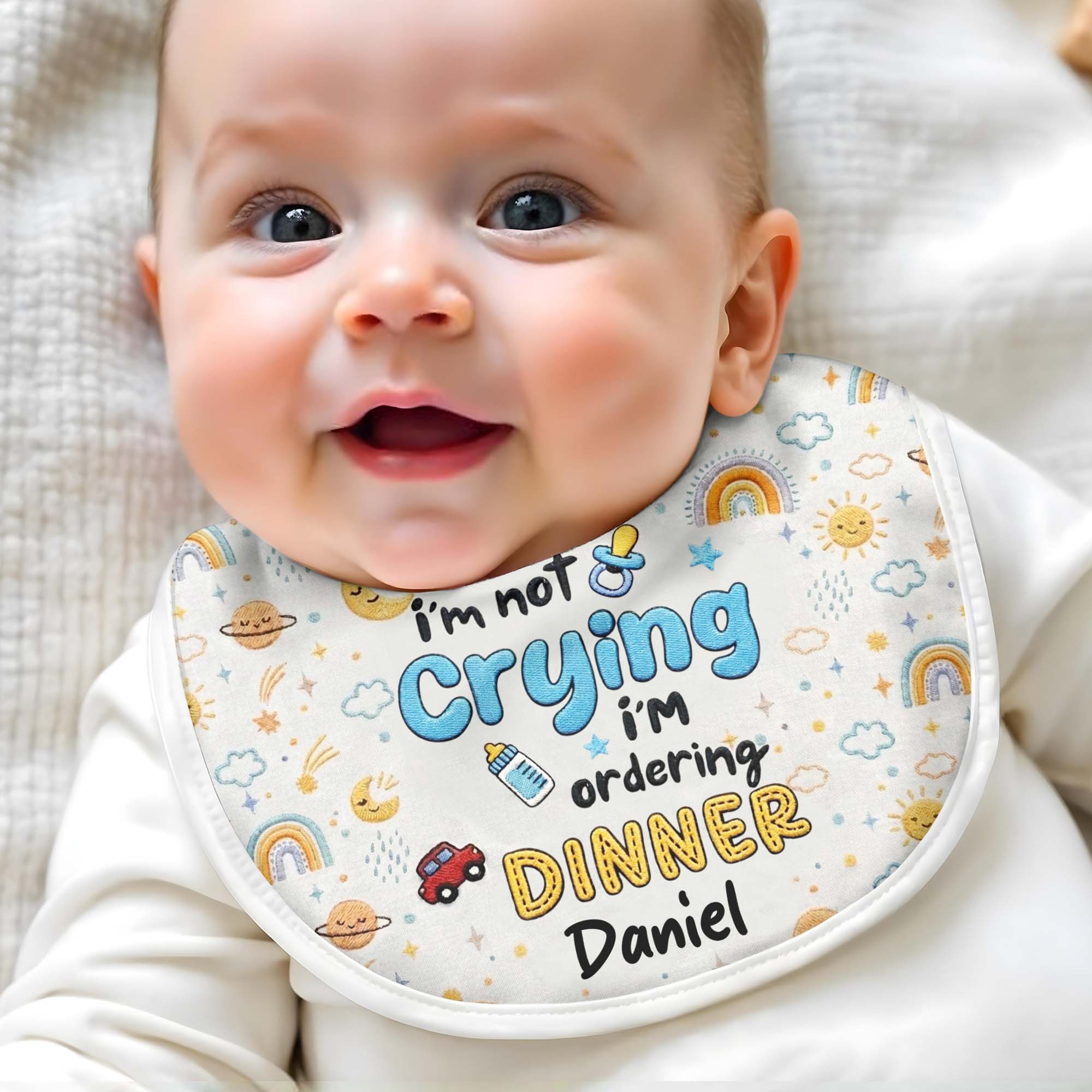 Personalized Funny Baby Bib Custom Name Rainbow Design Gift Baby Bib GradoCreations