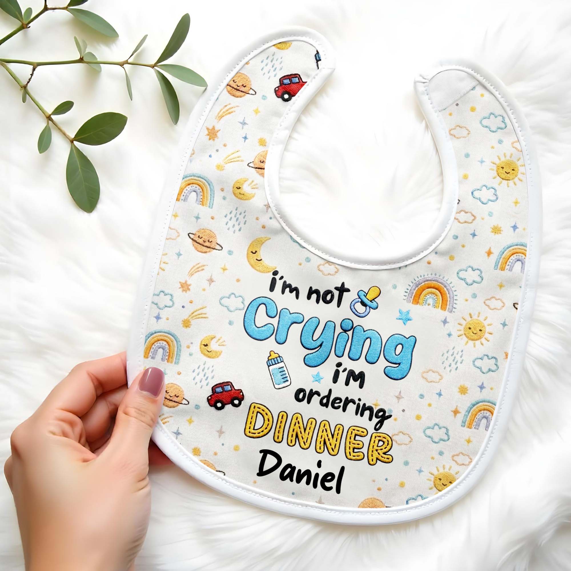 Personalized Funny Baby Bib Custom Name Rainbow Design Gift Baby Bib GradoCreations