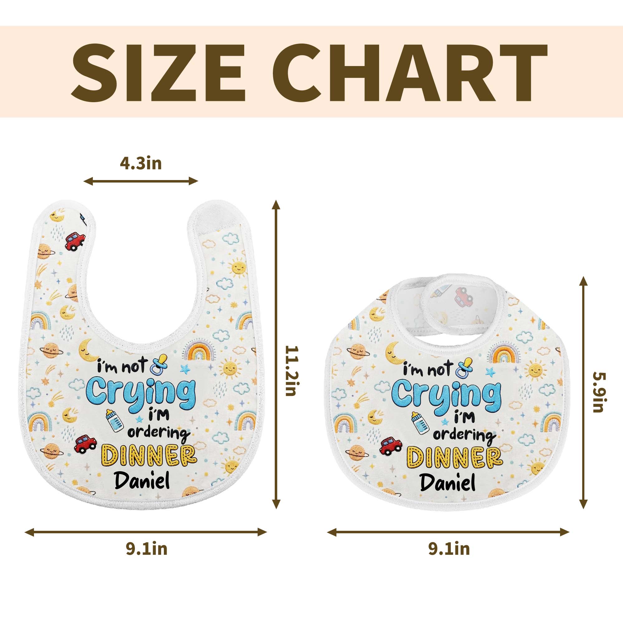 Personalized Funny Baby Bib Custom Name Rainbow Design Gift Baby Bib GradoCreations