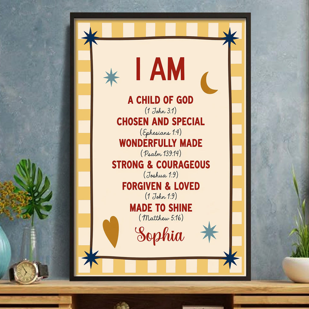 Personalized Vertical Poster Child of God Bible Verse Gifts for Kids Poster GradoCreations