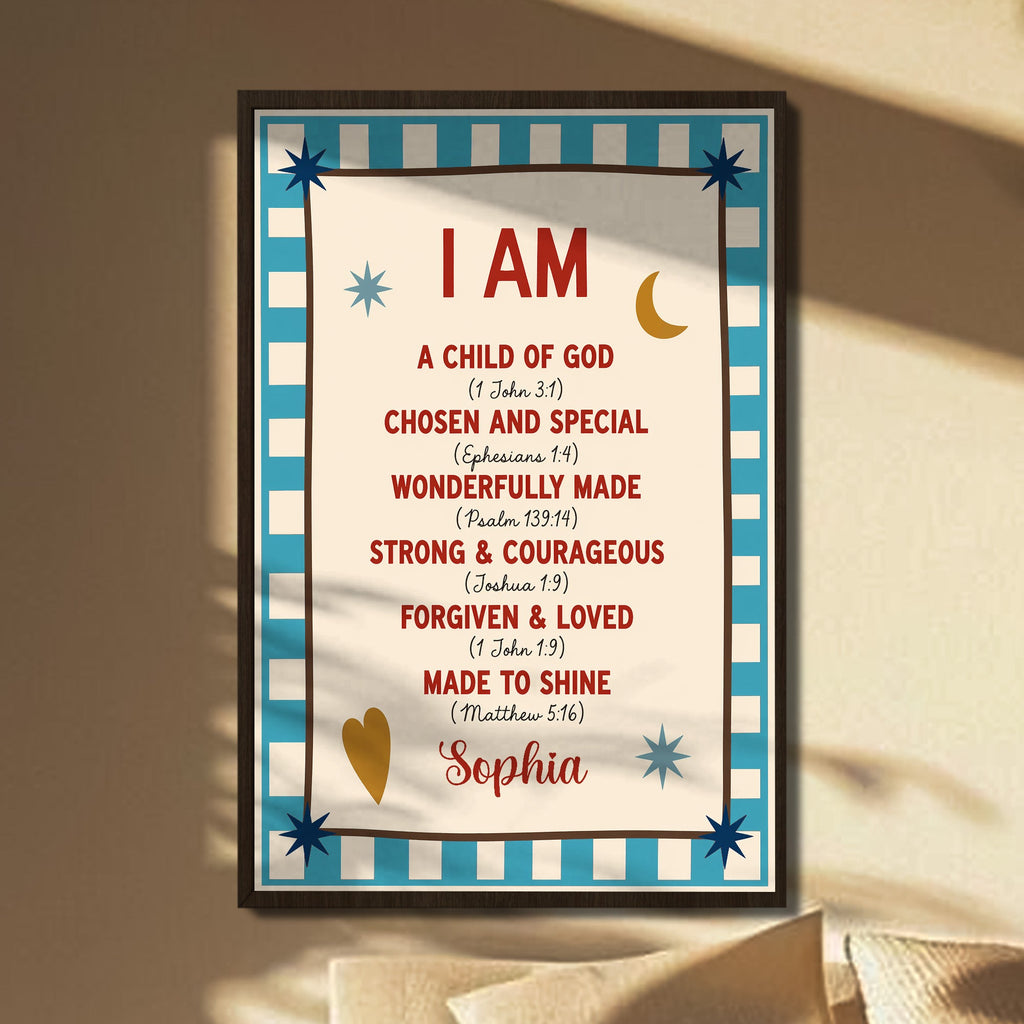 Personalized Vertical Poster Child of God Bible Verse Gifts for Kids Poster GradoCreations