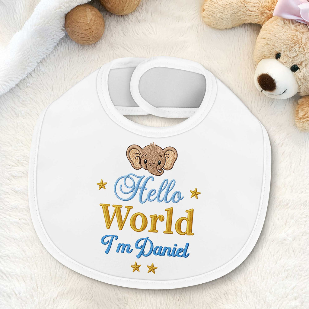Personalized Baby Bib Custom Name Cute Elephant Design Gift Baby Bib GradoCreations