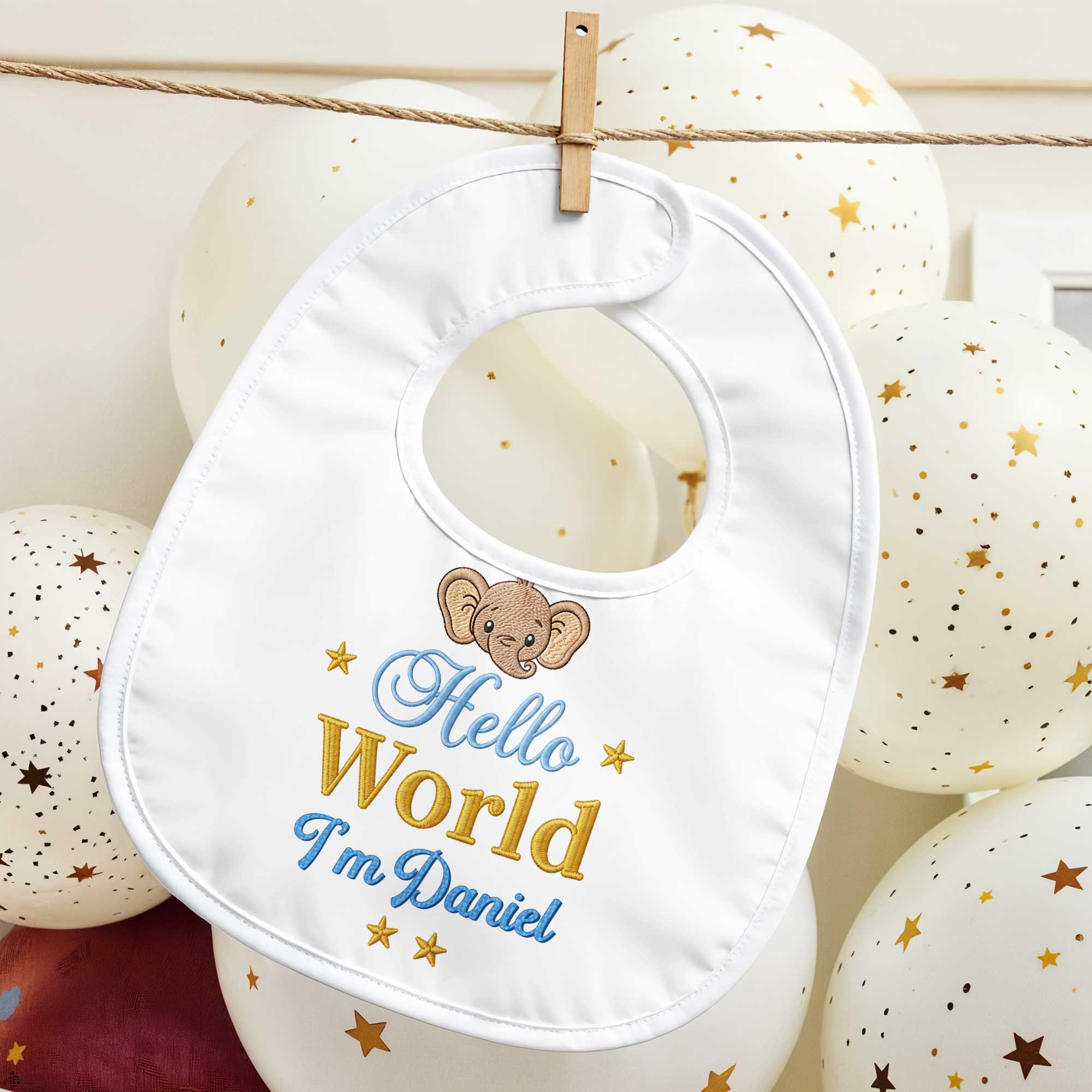 Personalized Baby Bib Custom Name Cute Elephant Design Gift Baby Bib GradoCreations