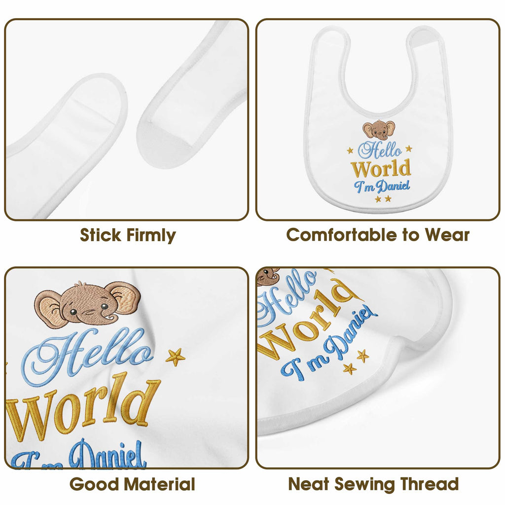 Personalized Baby Bib Custom Name Cute Elephant Design Gift Baby Bib GradoCreations