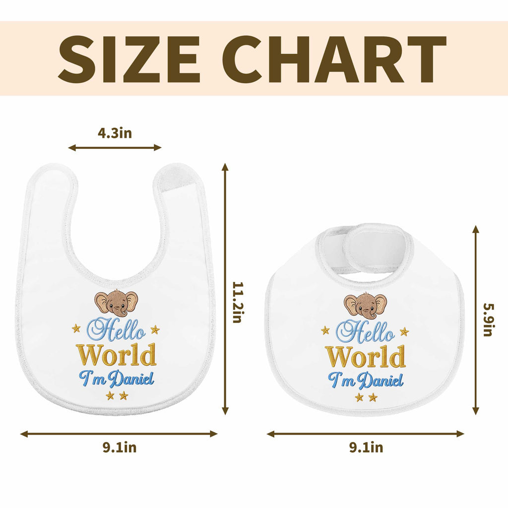 Personalized Baby Bib Custom Name Cute Elephant Design Gift Baby Bib GradoCreations