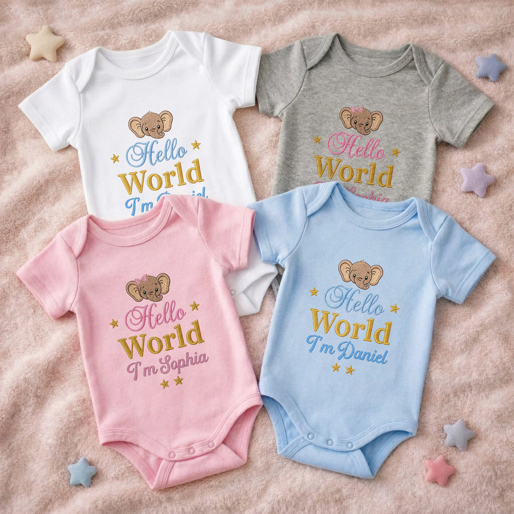Personalized Custom Baby Onesie Soft Cotton Elephant Design Gift Baby Onesie GradoCreations