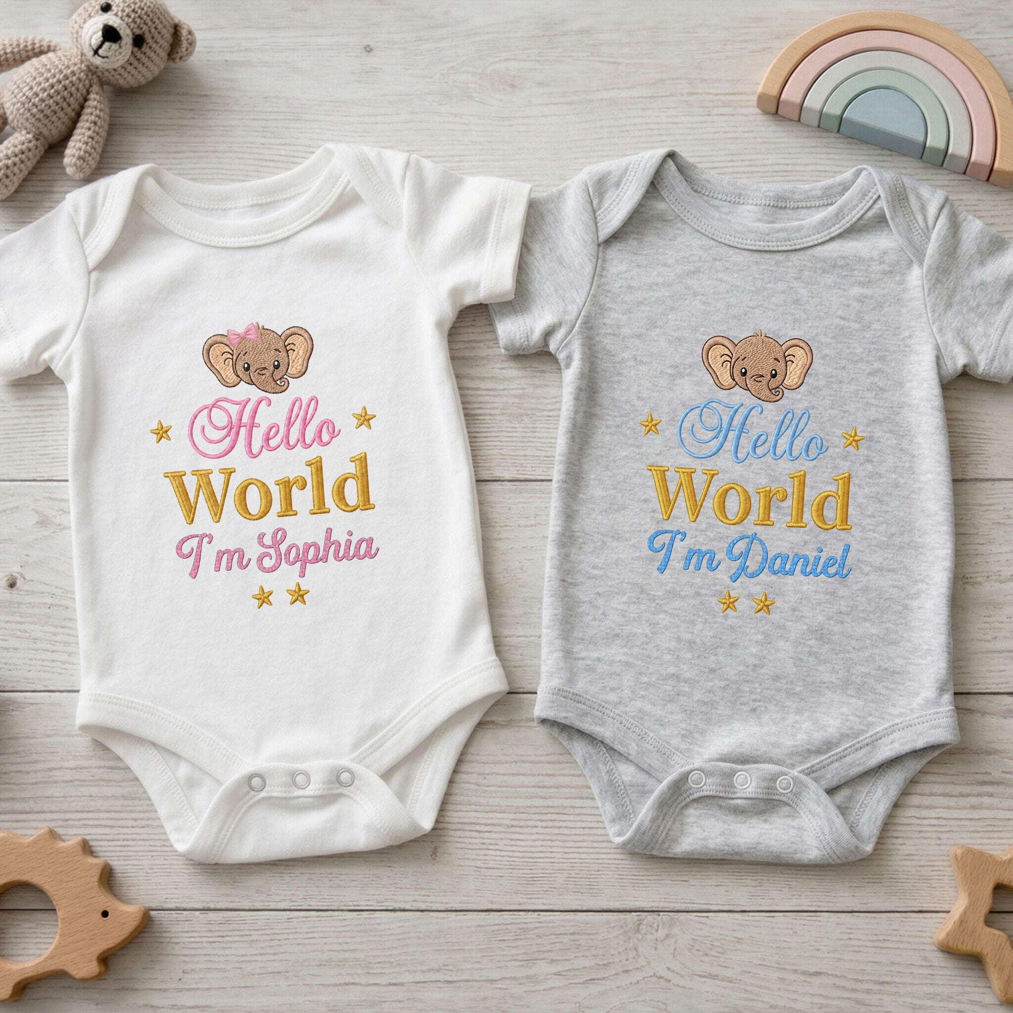 Personalized Custom Baby Onesie Soft Cotton Elephant Design Gift Baby Onesie GradoCreations