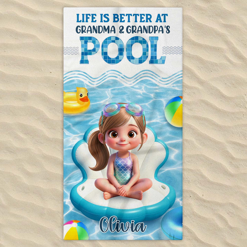 Personalized Beach Towel Custom Name Gift for Kids Summer Pool Beach Towels GradoCreations