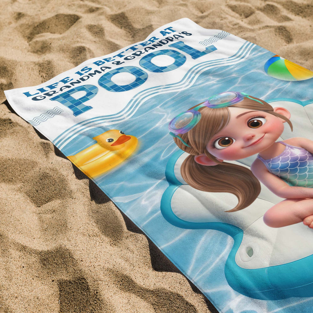 Personalized Beach Towel Custom Name Gift for Kids Summer Pool Beach Towels GradoCreations
