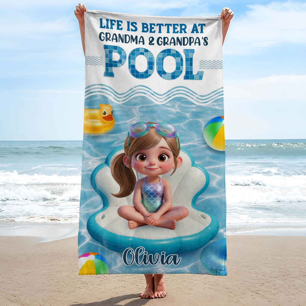 Personalized Beach Towel Custom Name Gift for Kids Summer Pool Beach Towels GradoCreations