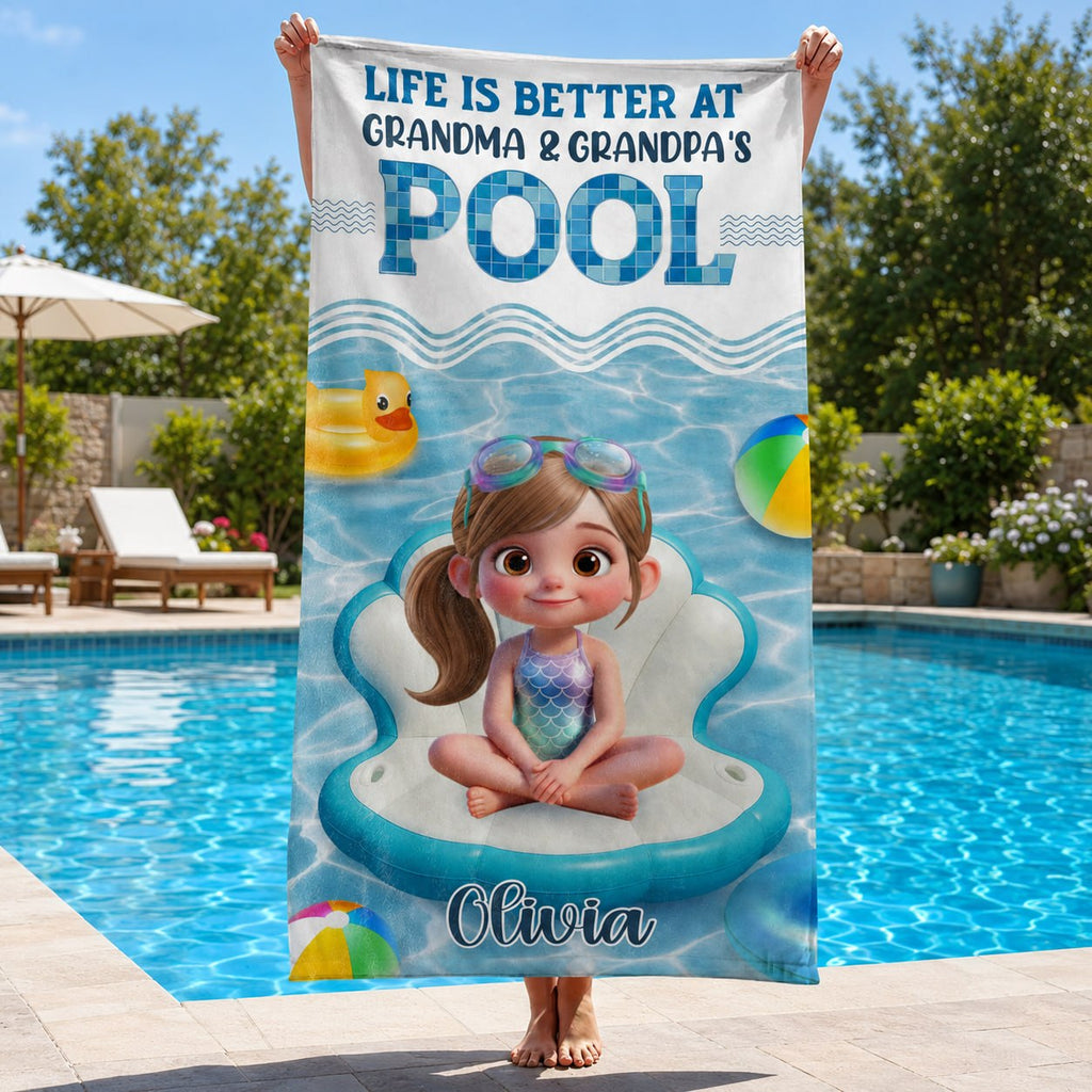 Personalized Beach Towel Custom Name Gift for Kids Summer Pool Beach Towels GradoCreations