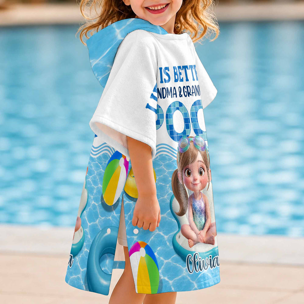 Personalized Kids Hooded Beach Towel Custom Name Gift for Grandkids Kids Hooded Beach Towel GradoCreations