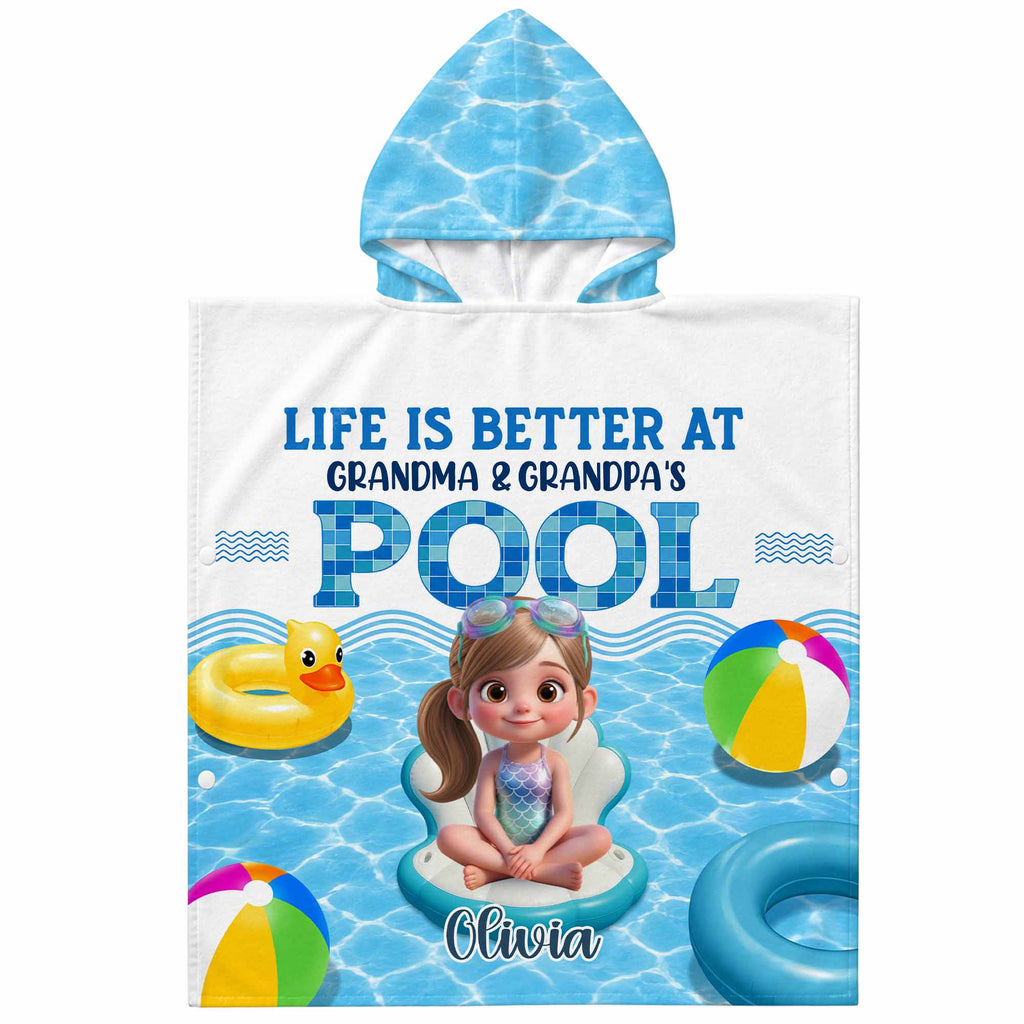 Personalized Kids Hooded Beach Towel Custom Name Gift for Grandkids Kids Hooded Beach Towel GradoCreations