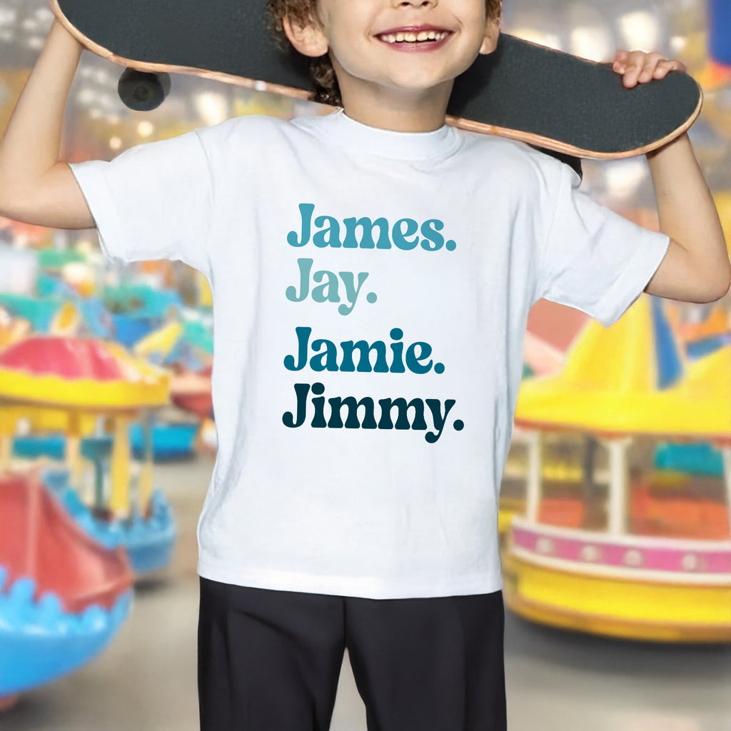 Personalized Youth T-Shirt Custom Names Blue Gradient Gift for Kids Youth T-Shirt GradoCreations
