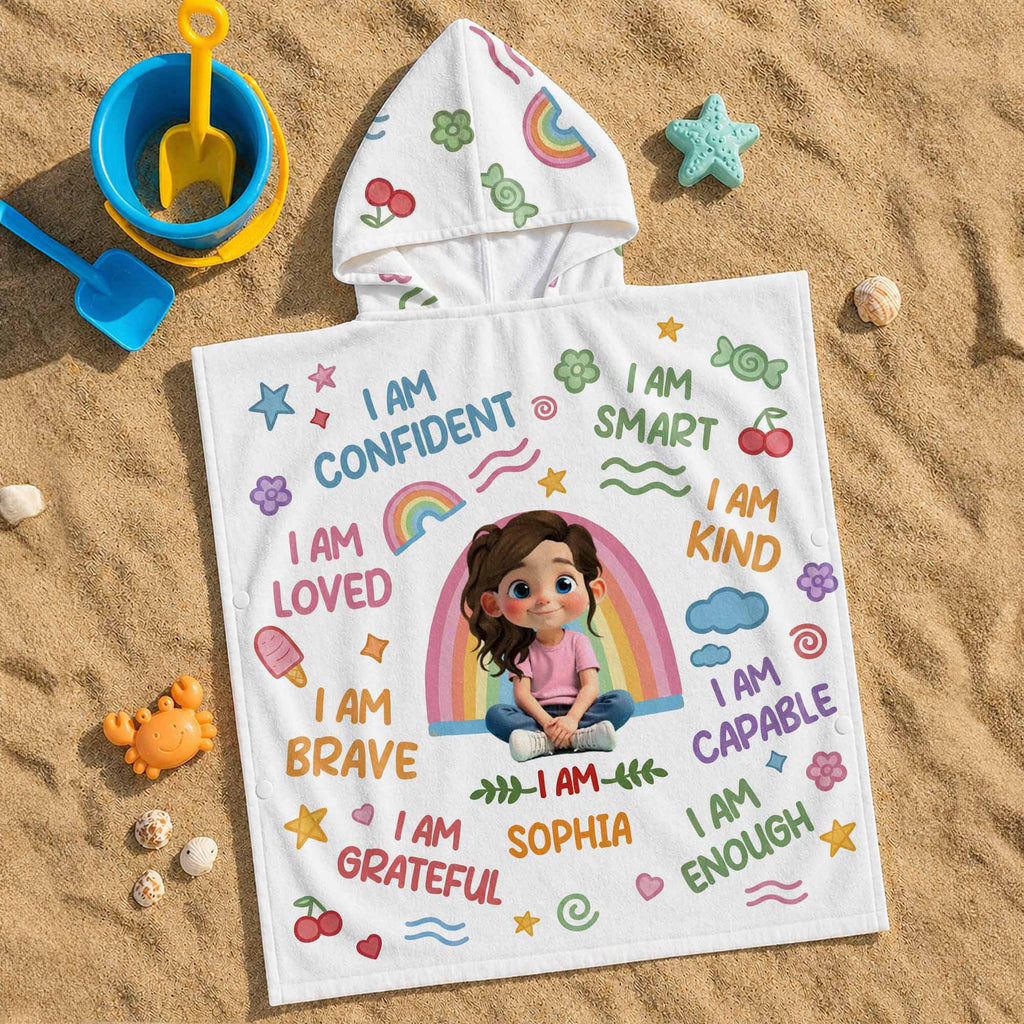 Personalized Kids Hooded Beach Towel Custom Name for Girls Kids Hooded Beach Towel GradoCreations