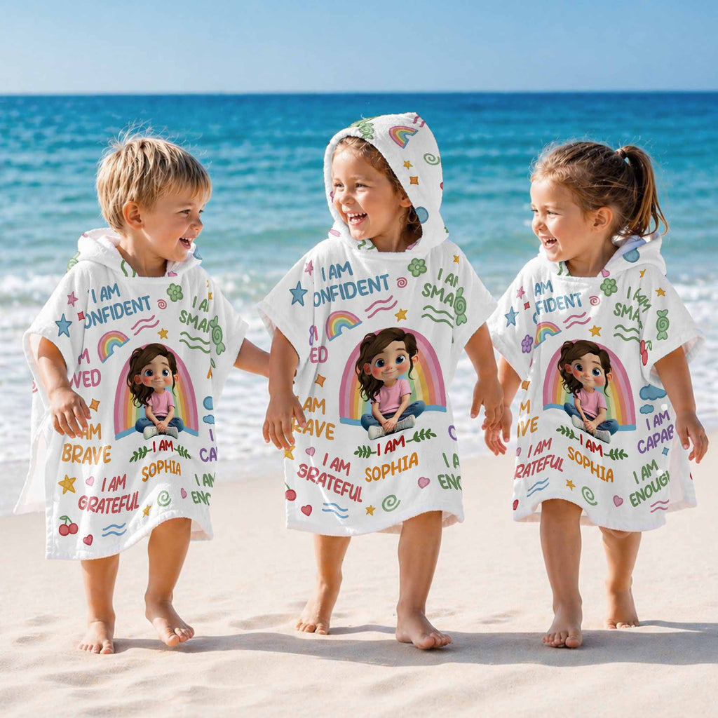 Personalized Kids Hooded Beach Towel Custom Name for Girls Kids Hooded Beach Towel GradoCreations