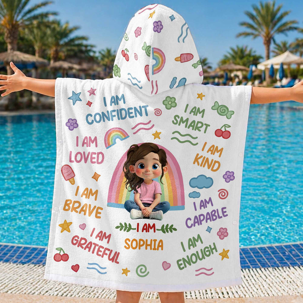 Personalized Kids Hooded Beach Towel Custom Name for Girls Kids Hooded Beach Towel GradoCreations