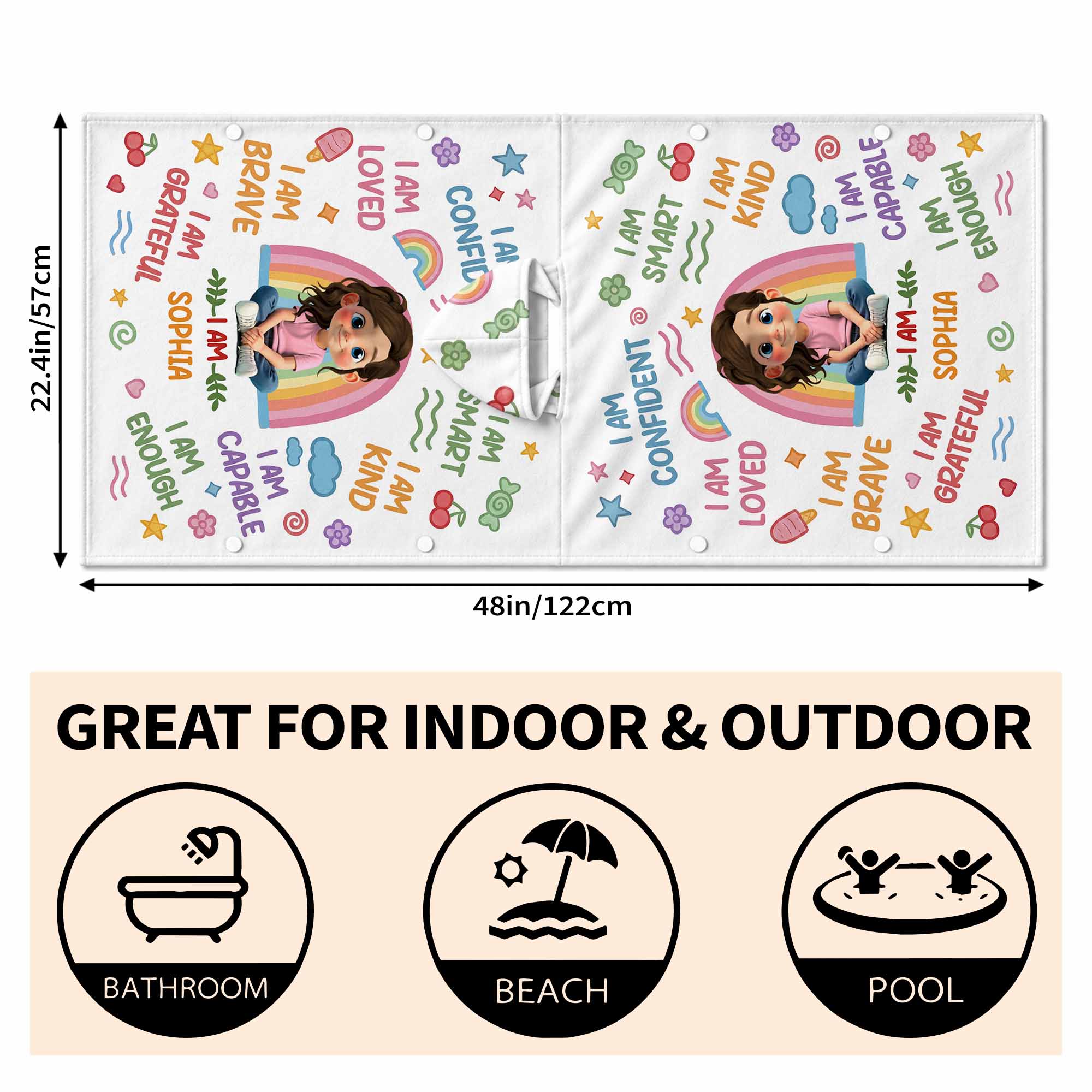 Personalized Kids Hooded Beach Towel Custom Name for Girls Kids Hooded Beach Towel GradoCreations
