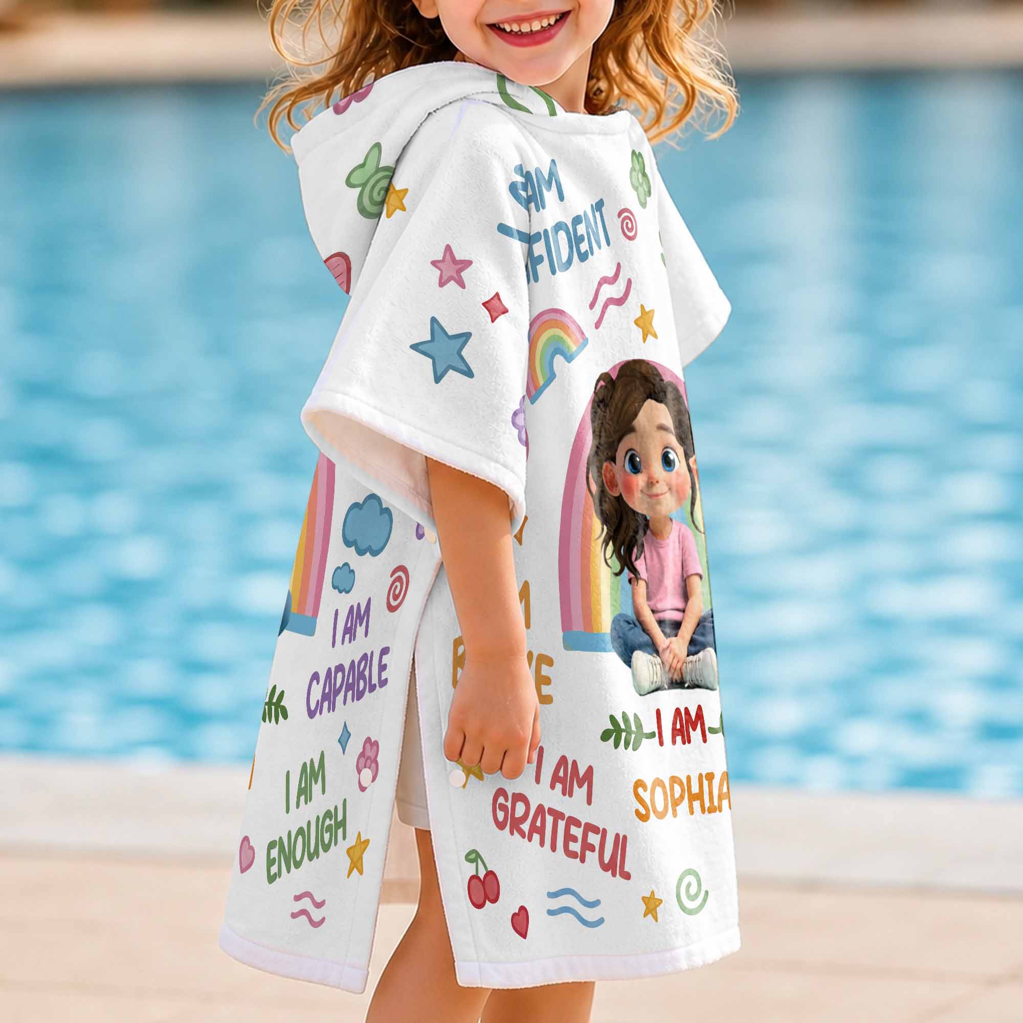 Personalized Kids Hooded Beach Towel Custom Name for Girls Kids Hooded Beach Towel GradoCreations