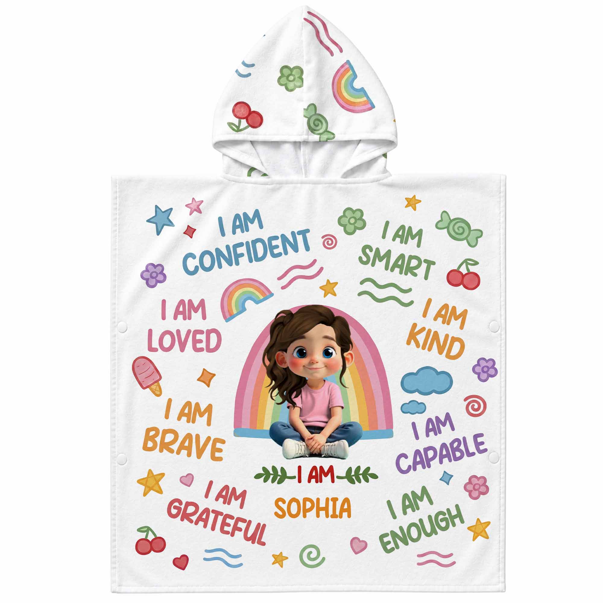 Personalized Kids Hooded Beach Towel Custom Name for Girls Kids Hooded Beach Towel GradoCreations