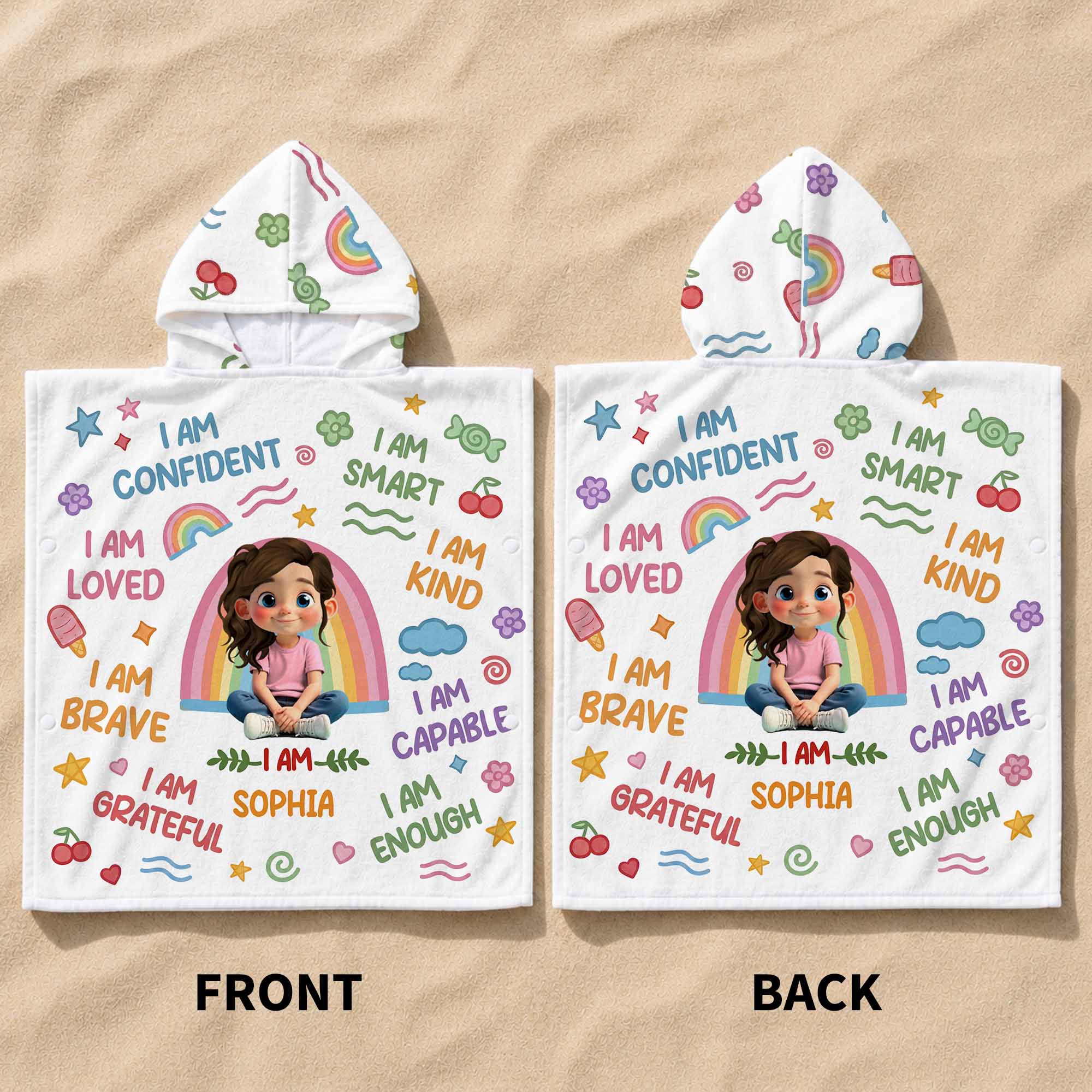 Personalized Kids Hooded Beach Towel Custom Name for Girls Kids Hooded Beach Towel GradoCreations