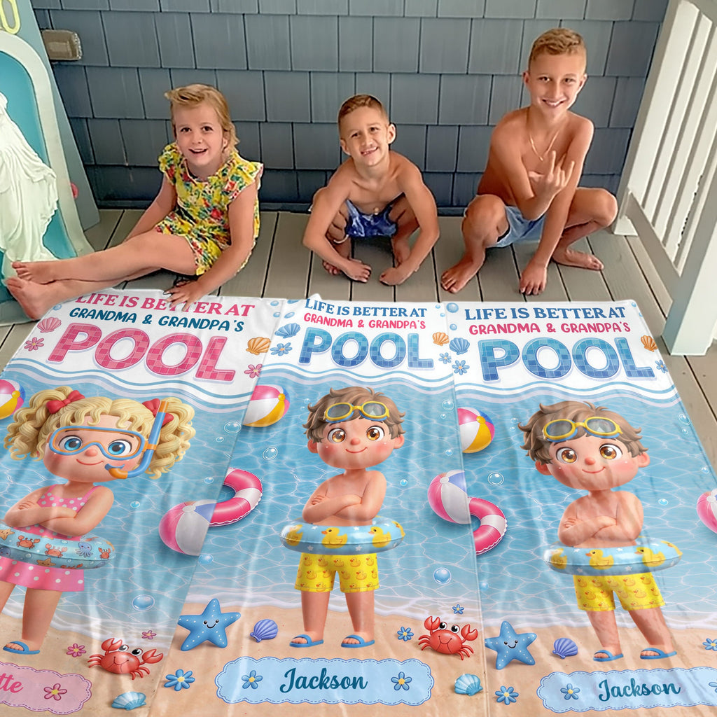 Personalized Beach Towel for Kids with Name & Fun Design Beach Towels GradoCreations