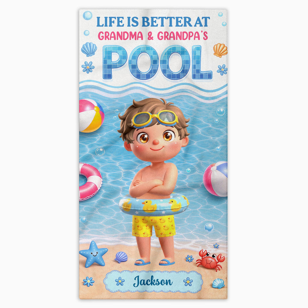 Personalized Beach Towel for Kids with Name & Fun Design Beach Towels GradoCreations
