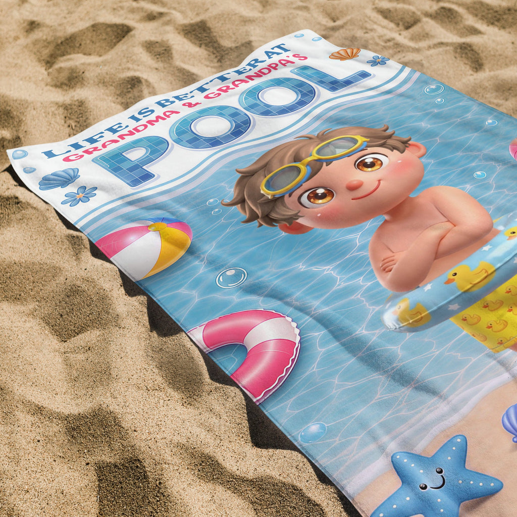 Personalized Beach Towel for Kids with Name & Fun Design Beach Towels GradoCreations