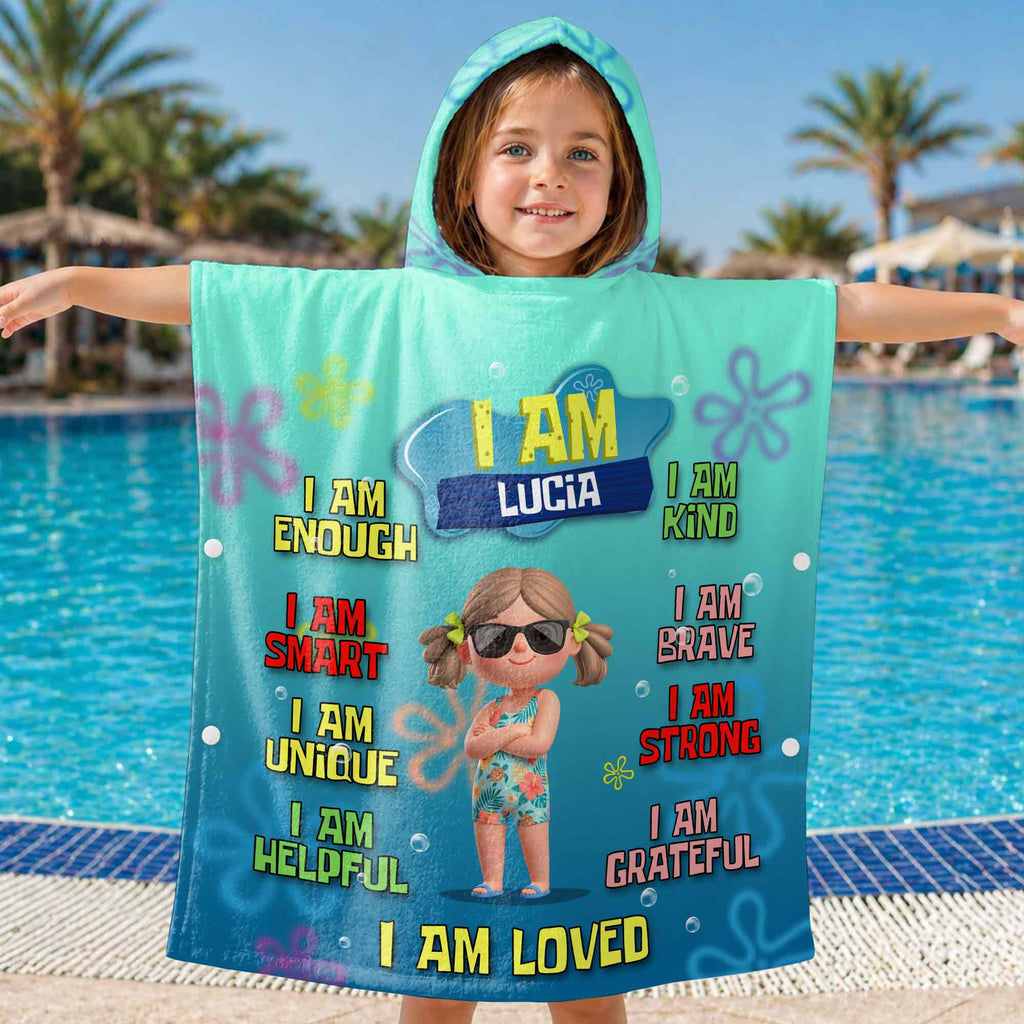 Personalized Kids Hooded Beach Towel Custom Name Gift for Kids Kids Hooded Beach Towel GradoCreations