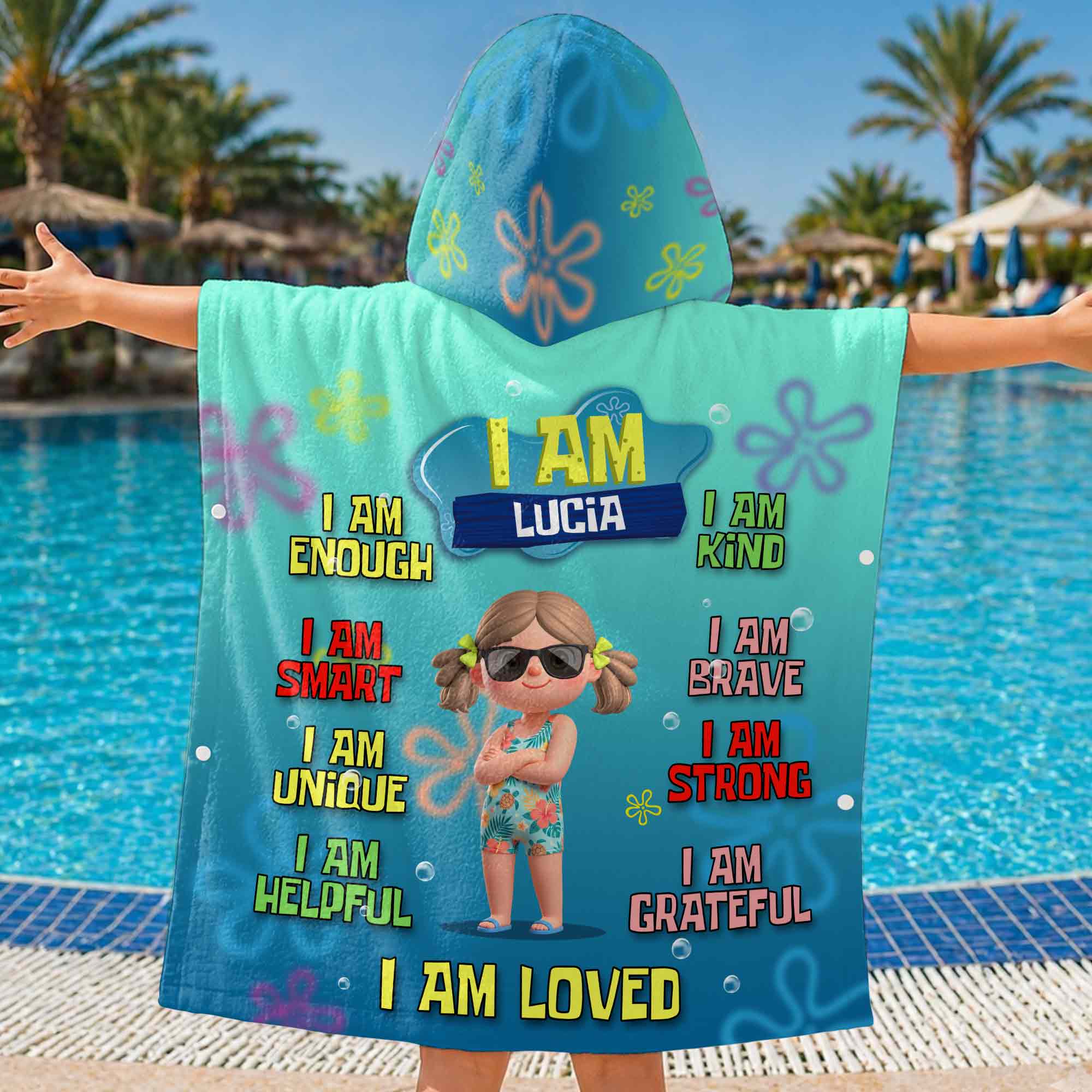 Personalized Kids Hooded Beach Towel Custom Name Gift for Kids Kids Hooded Beach Towel GradoCreations