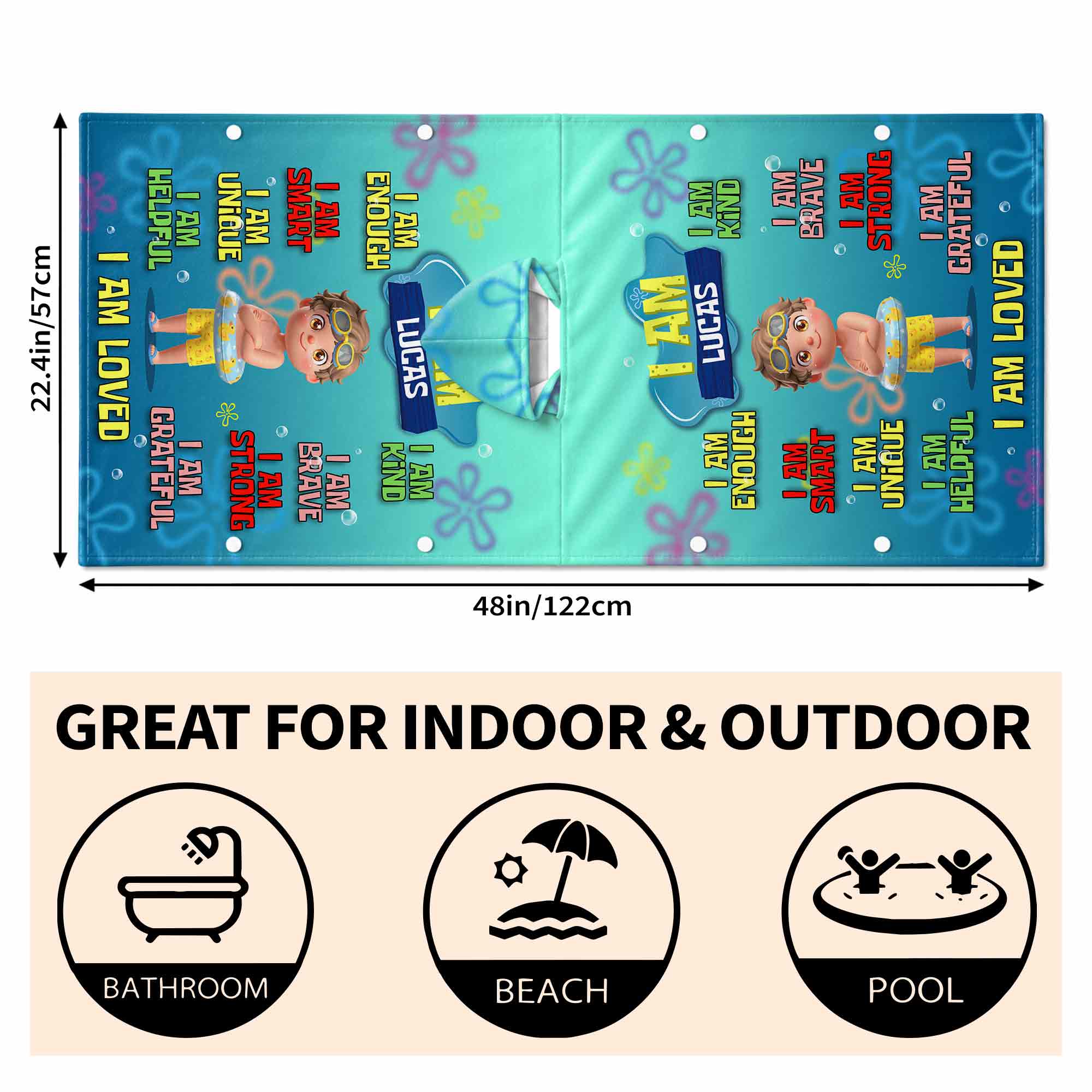Personalized Kids Hooded Beach Towel Custom Name Gift for Kids Kids Hooded Beach Towel GradoCreations