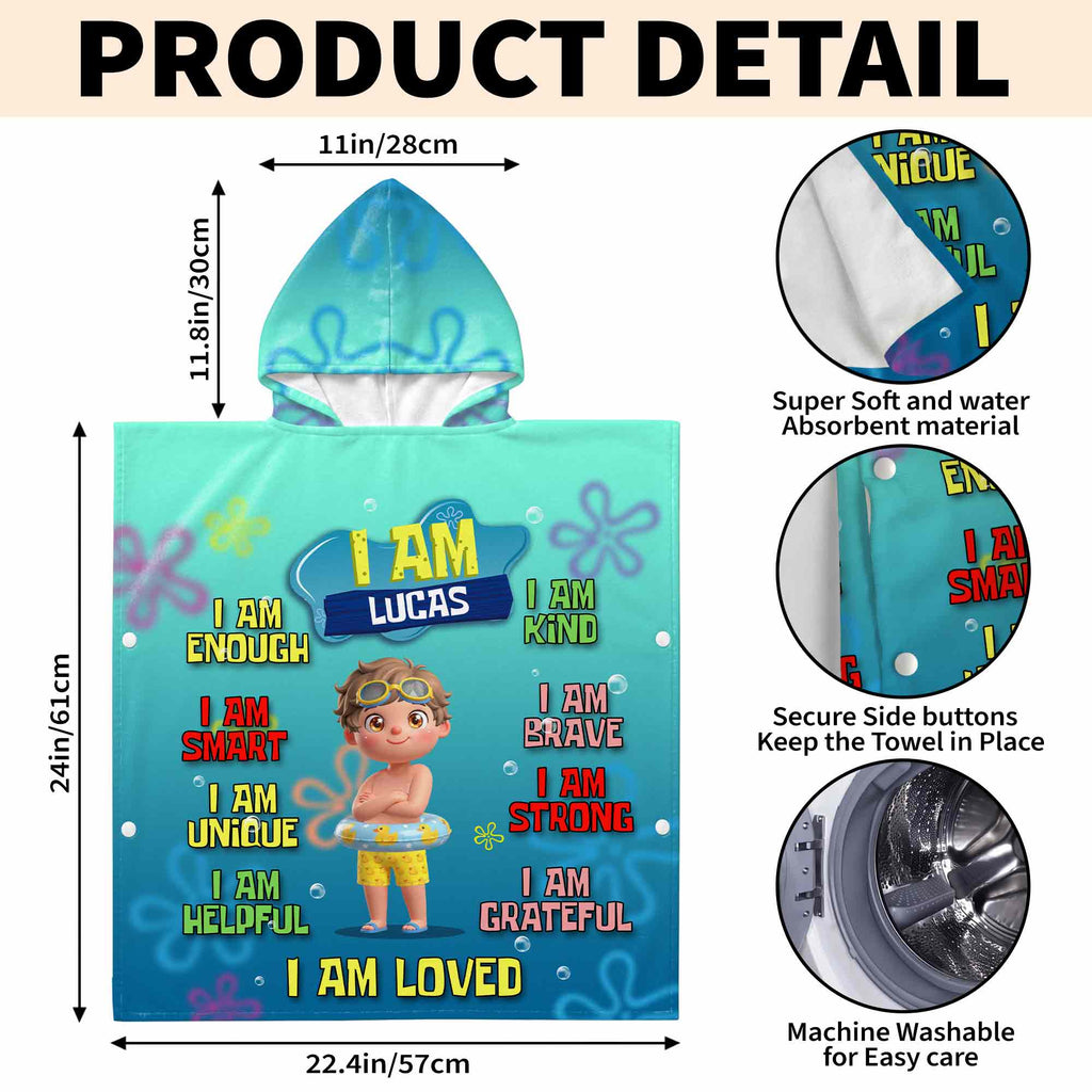 Personalized Kids Hooded Beach Towel Custom Name Gift for Kids Kids Hooded Beach Towel GradoCreations