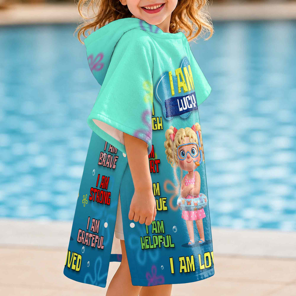 Personalized Kids Hooded Beach Towel Custom Name Gift for Kids Kids Hooded Beach Towel GradoCreations