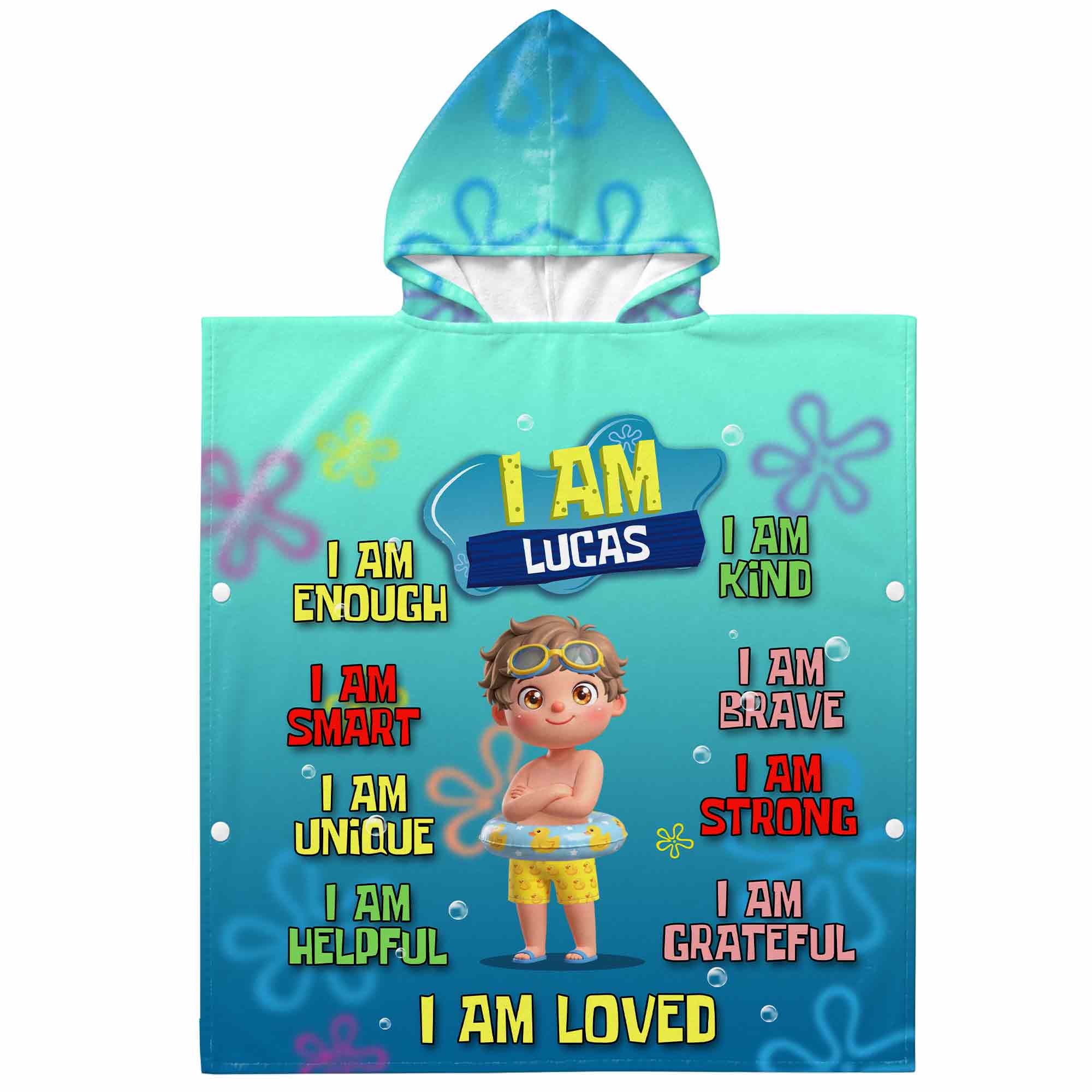 Personalized Kids Hooded Beach Towel Custom Name Gift for Kids Kids Hooded Beach Towel GradoCreations