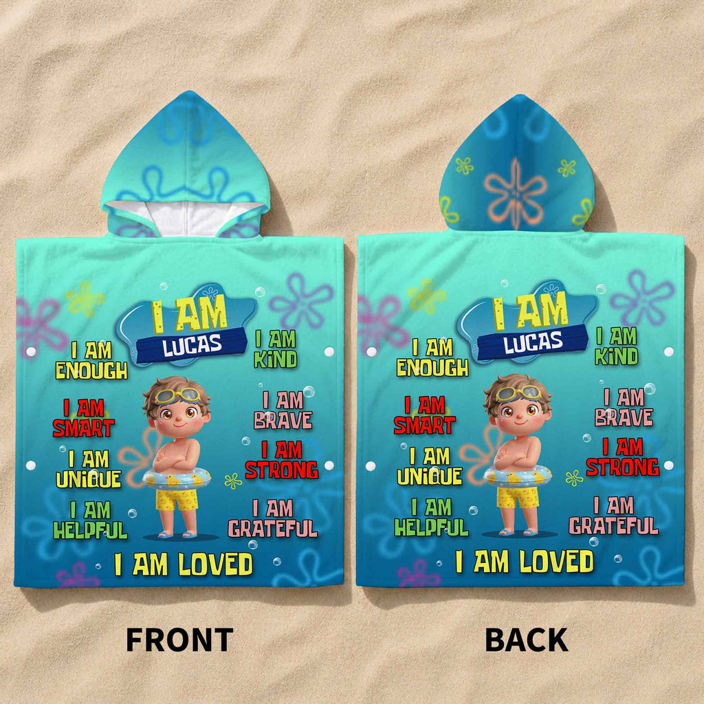 Personalized Kids Hooded Beach Towel Custom Name Gift for Kids Kids Hooded Beach Towel GradoCreations