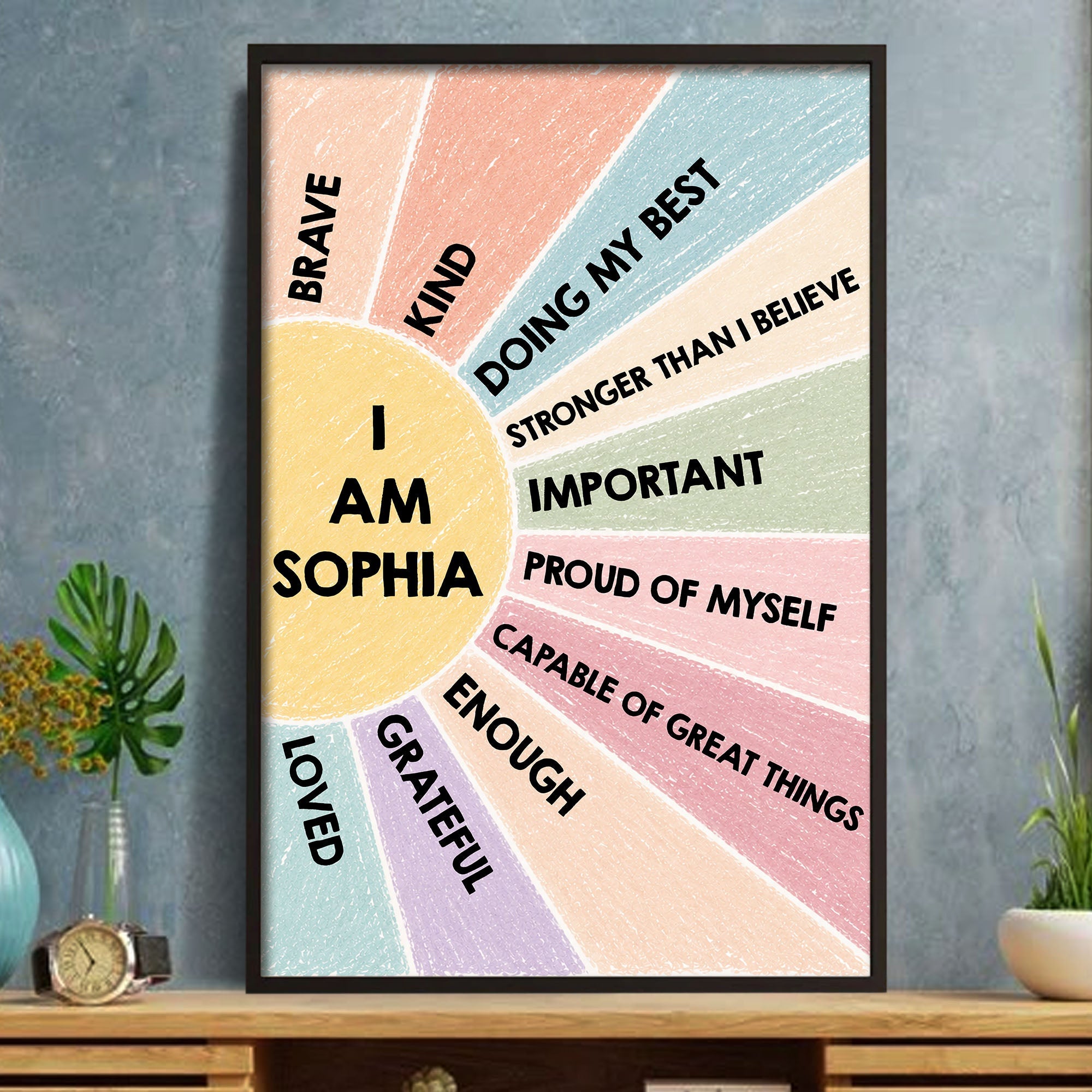 Personalized Kids Affirmation Poster Custom Name Gift Poster GradoCreations