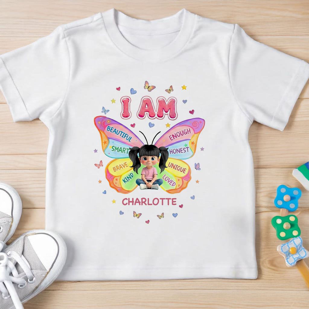Personalized Butterfly Affirmation Youth T-Shirt for Girls Youth T-Shirt GradoCreations