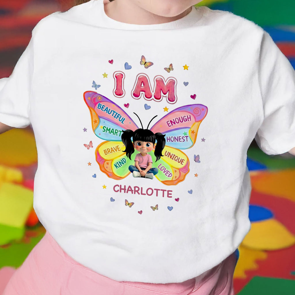 Personalized Butterfly Affirmation Youth T-Shirt for Girls Youth T-Shirt GradoCreations