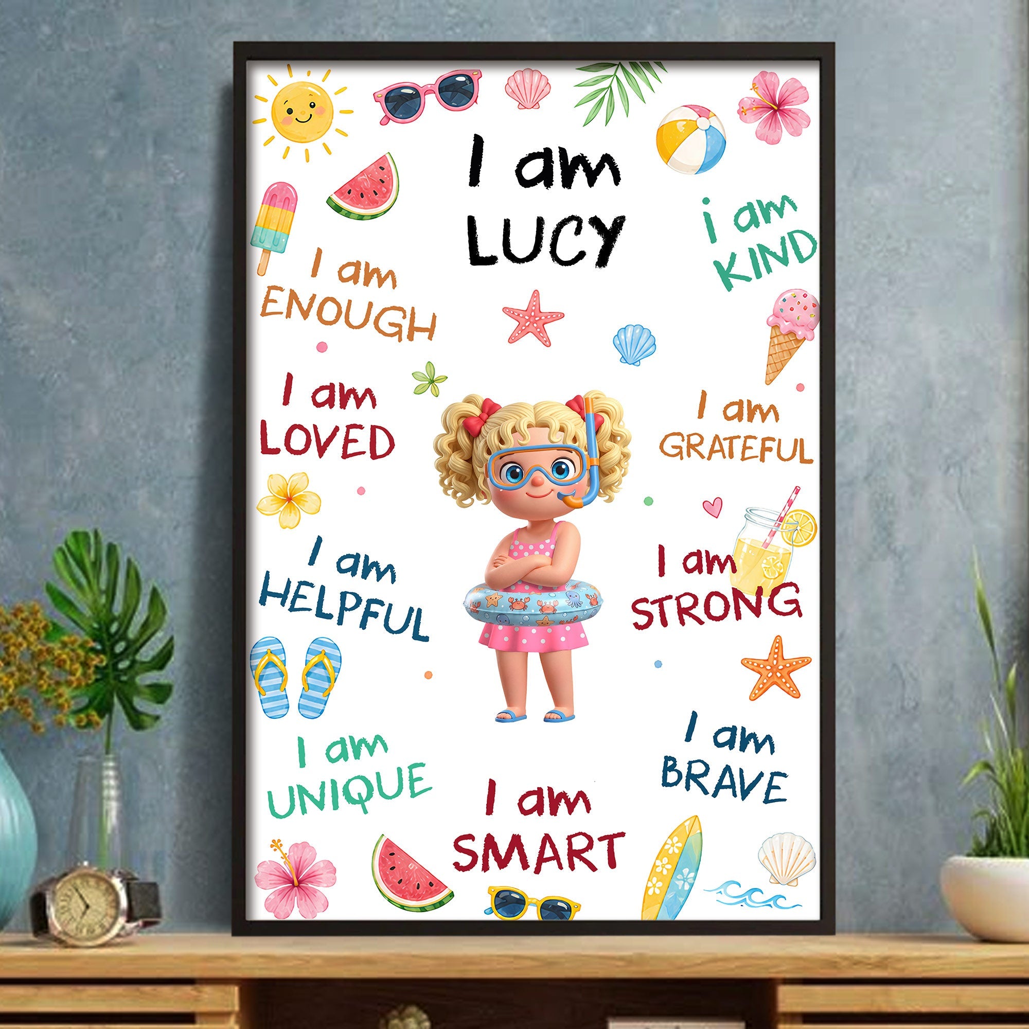 Personalized Custom Vertical Poster with Affirmations for Kids Poster GradoCreations