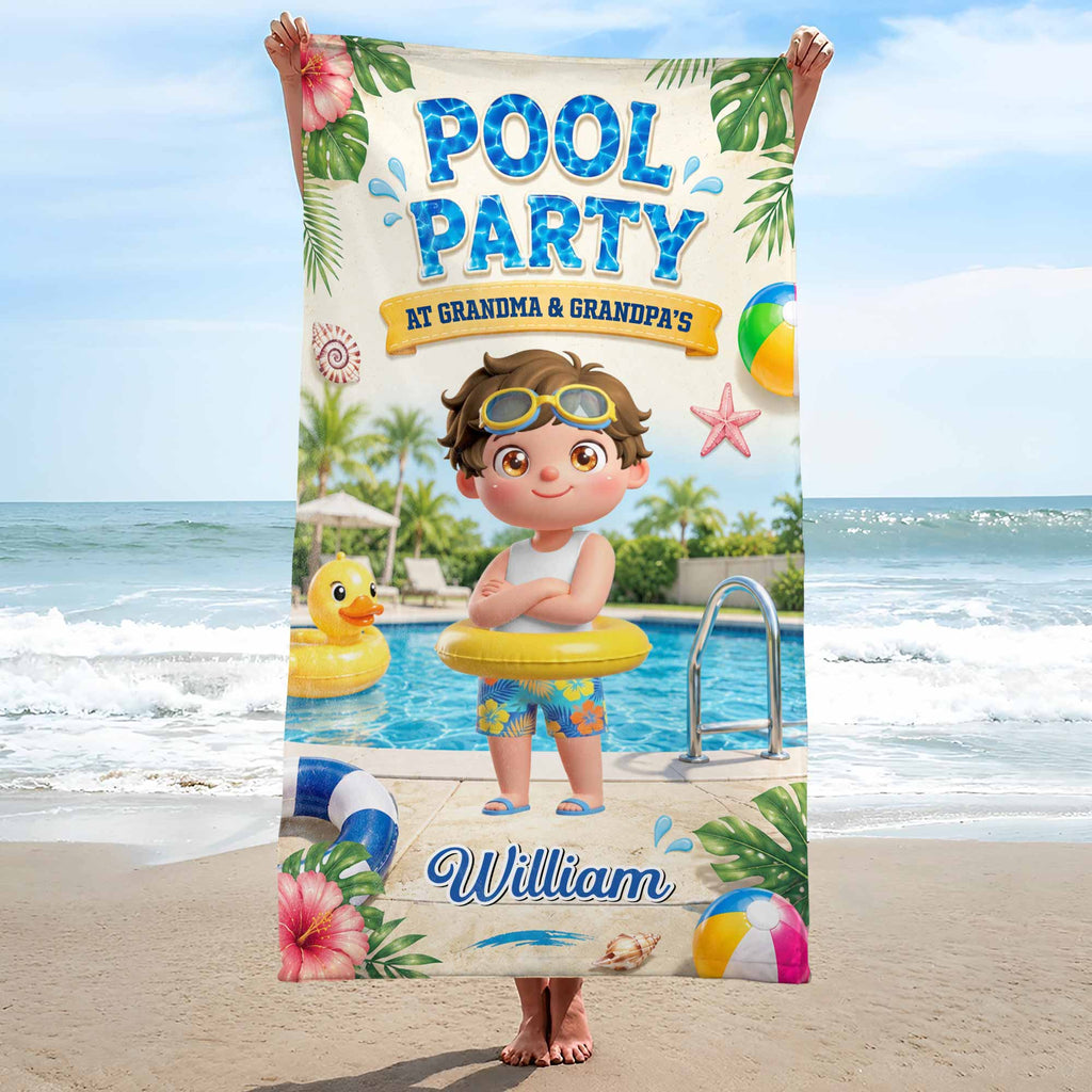 Personalized Microfiber Beach Towel Custom Name Summer Flowers Gift for Kids Beach Towels GradoCreations