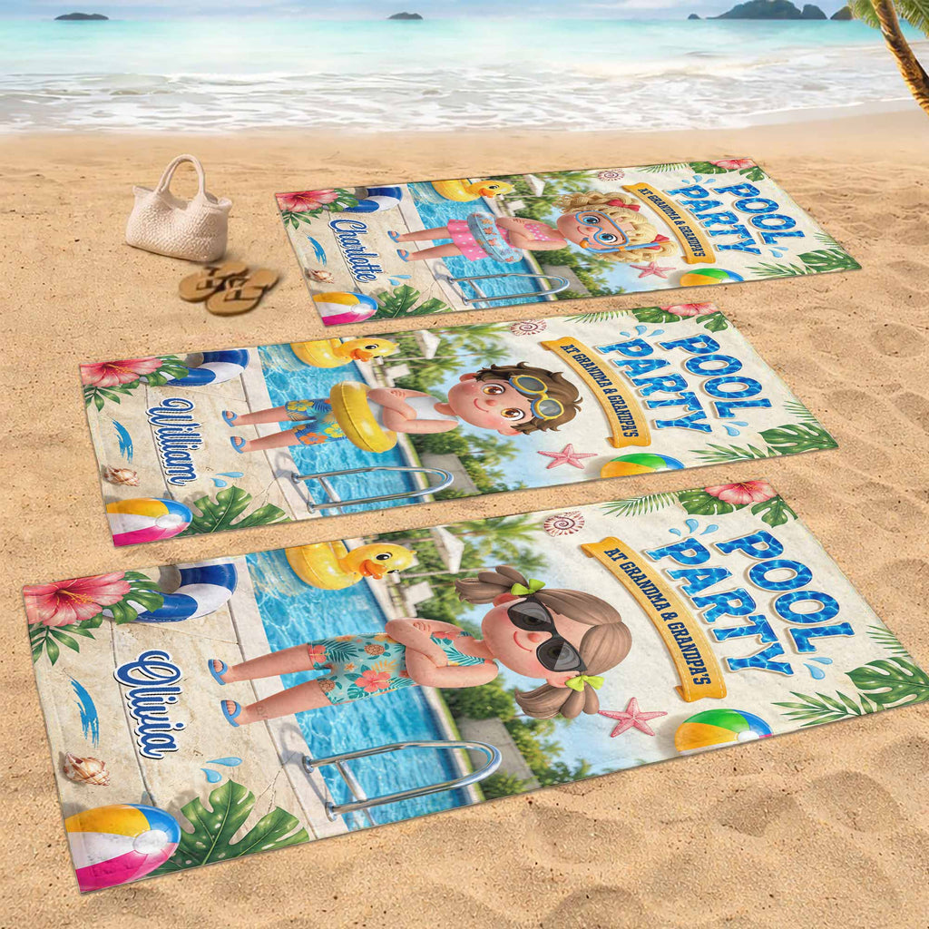Personalized Microfiber Beach Towel Custom Name Summer Flowers Gift for Kids Beach Towels GradoCreations
