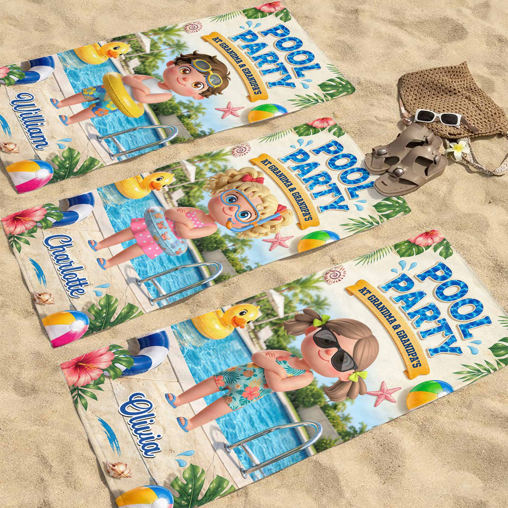 Personalized Microfiber Beach Towel Custom Name Summer Flowers Gift for Kids Beach Towels GradoCreations