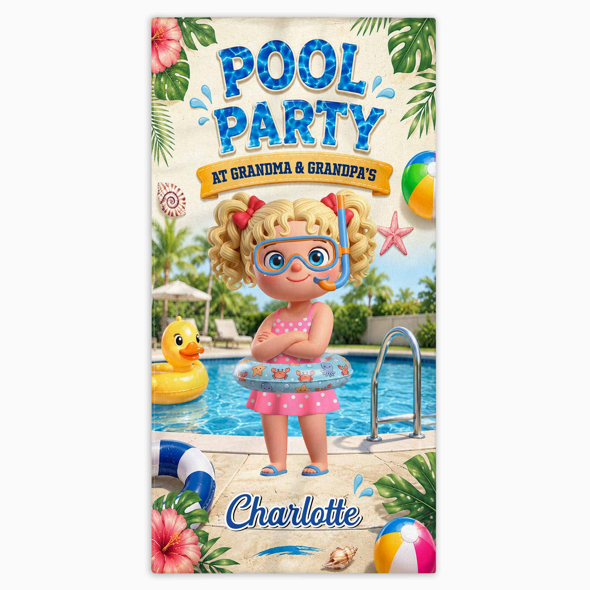 Personalized Microfiber Beach Towel Custom Name Summer Flowers Gift for Kids Beach Towels GradoCreations