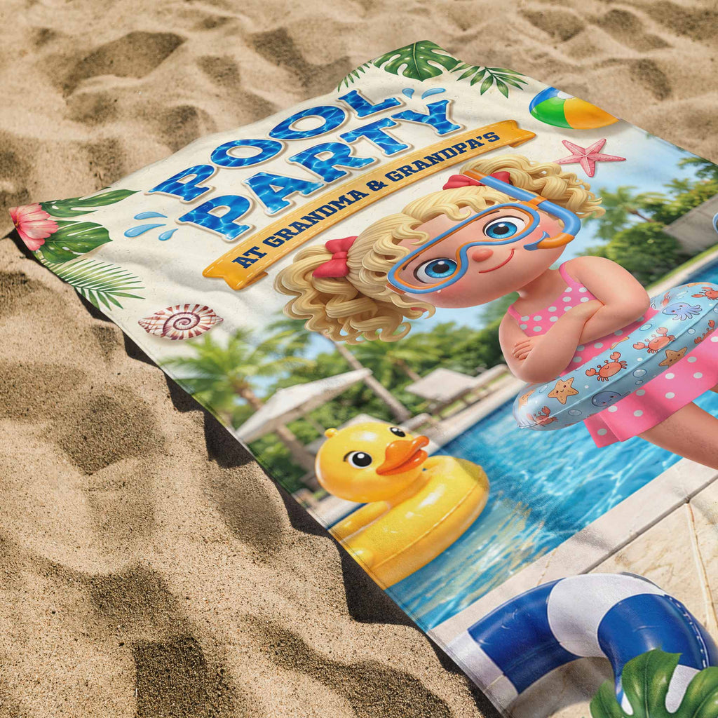 Personalized Microfiber Beach Towel Custom Name Summer Flowers Gift for Kids Beach Towels GradoCreations