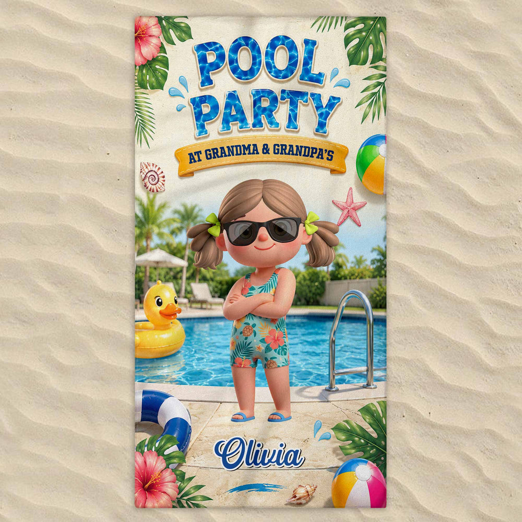 Personalized Microfiber Beach Towel Custom Name Summer Flowers Gift for Kids Beach Towels GradoCreations