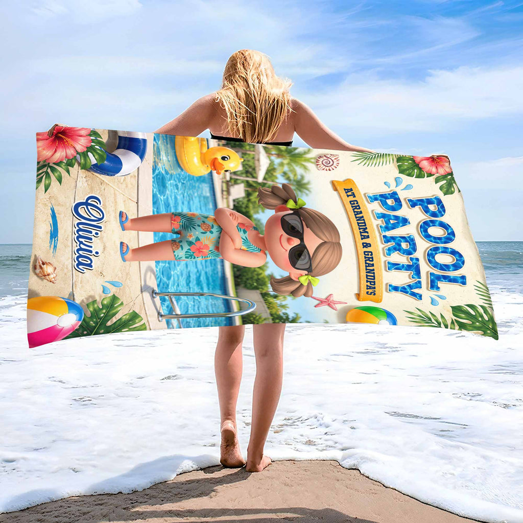 Personalized Microfiber Beach Towel Custom Name Summer Flowers Gift for Kids Beach Towels GradoCreations