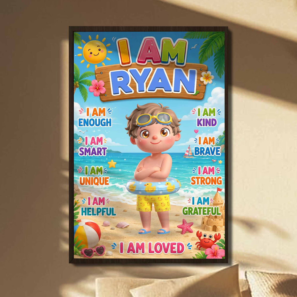 Personalized Beach Girl Poster Custom Name Gift for Kids Poster GradoCreations