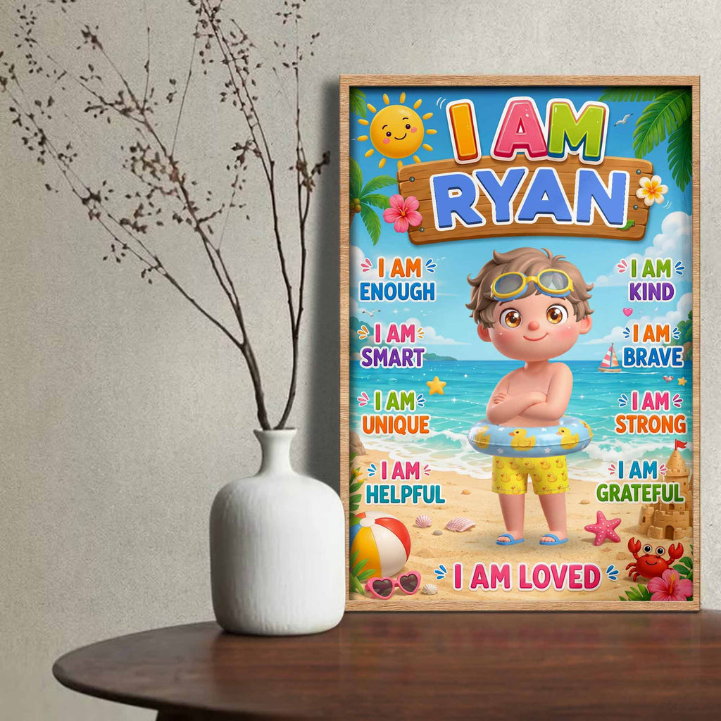 Personalized Beach Girl Poster Custom Name Gift for Kids Poster GradoCreations