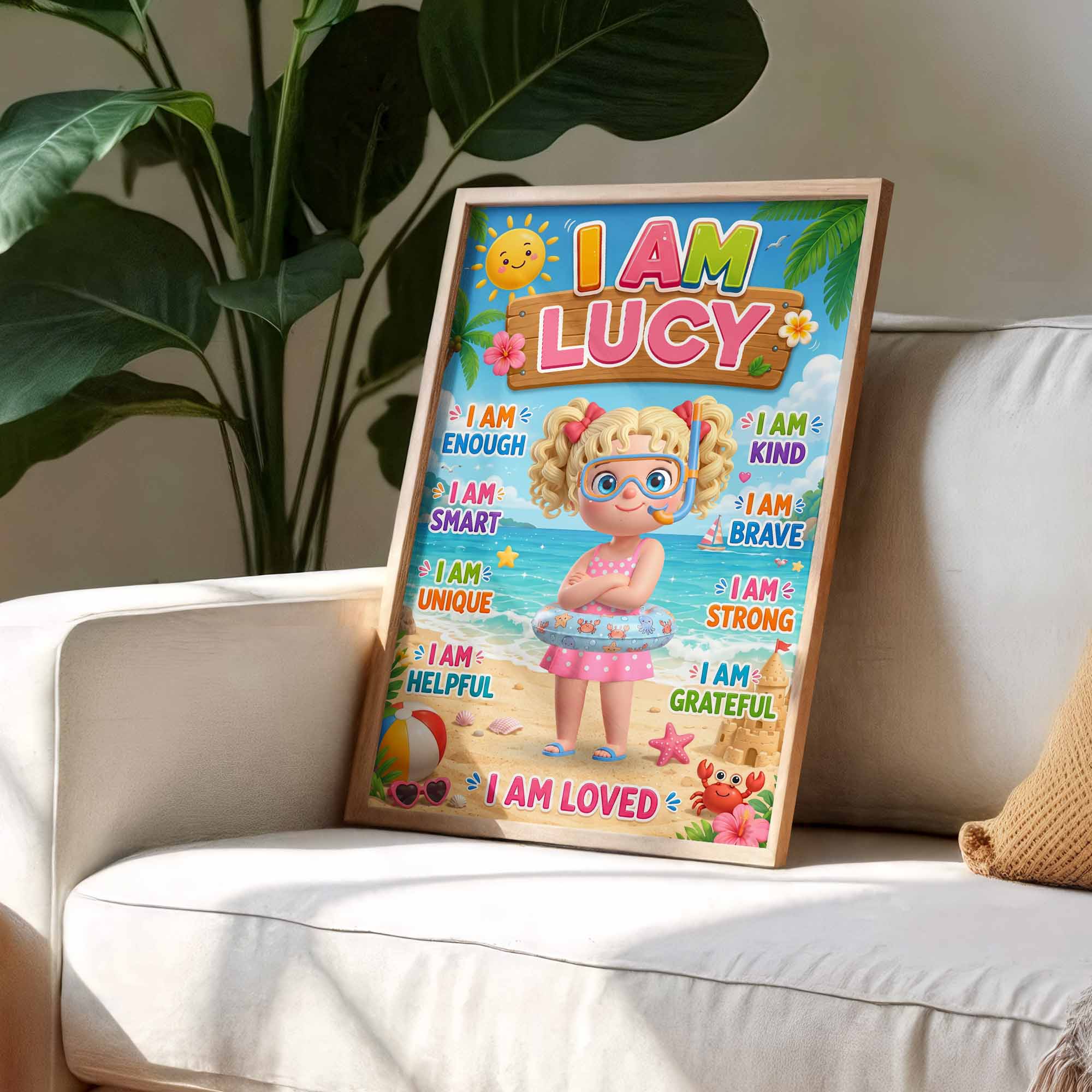 Personalized Beach Girl Poster Custom Name Gift for Kids Poster GradoCreations